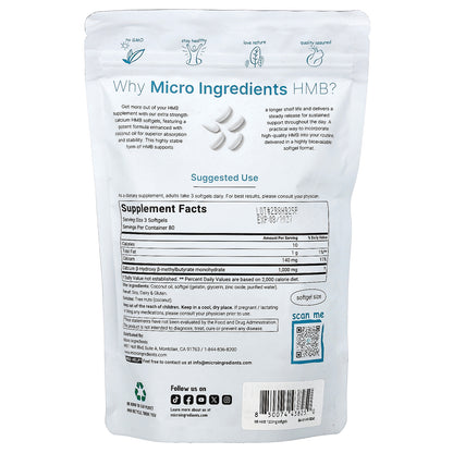 Micro Ingredients, HMB, 240 Softgels