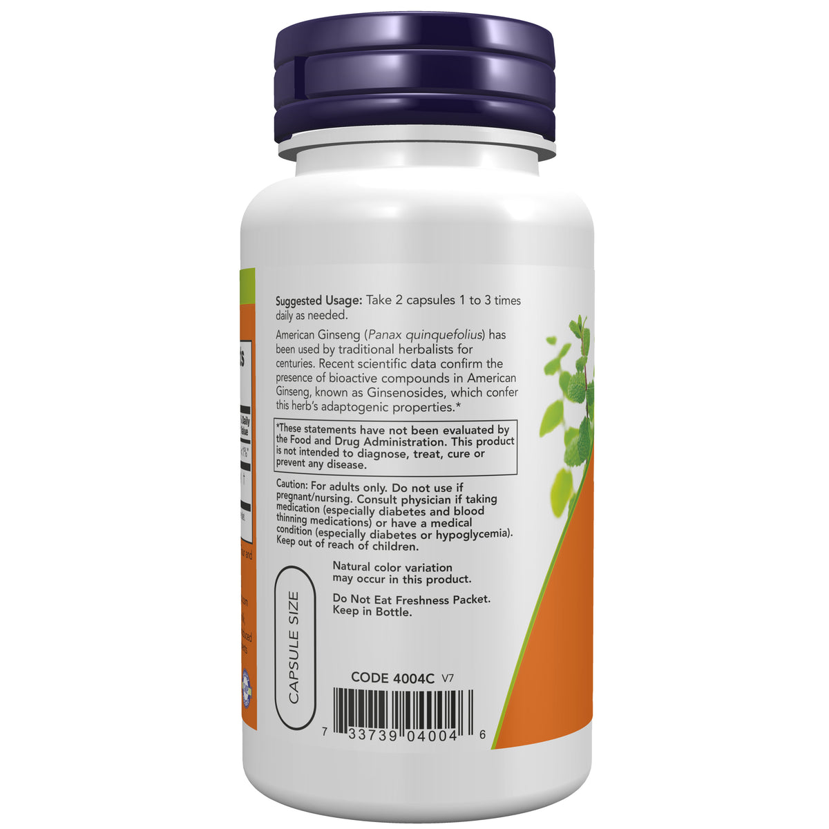 NOW Supplements, American Ginseng Extract, Adaptogenic*, 100 Veg Caps