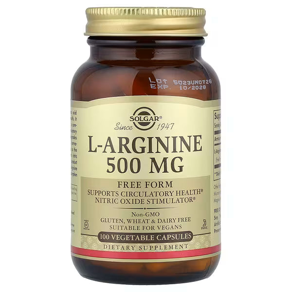 Solgar, L-Arginine, 500 mg, 100 Vegetable Capsules