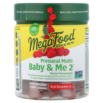 MegaFood, Baby & Me 2™, Prenatal Multi, Red Raspberry, 60 Gummies