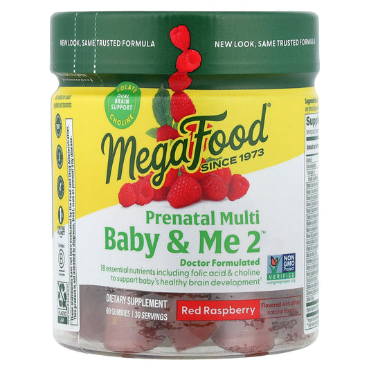 MegaFood, Baby & Me 2™, Prenatal Multi, Red Raspberry, 60 Gummies