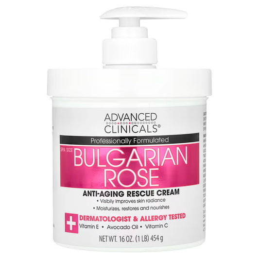 Advanced Clinicals, Anti-Aging Rescue Cream, Bulgarian Rose, 16 oz (454 g)