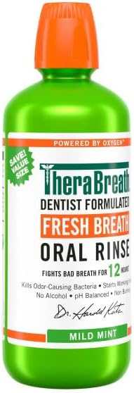 TheraBreath Fresh Breath Mouthwash, Mild Mint Flavor, Alcohol-Free, 16 Fl Oz