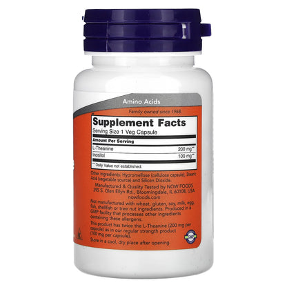 NOW Foods, L-Theanine, 60 Veg Capsules
