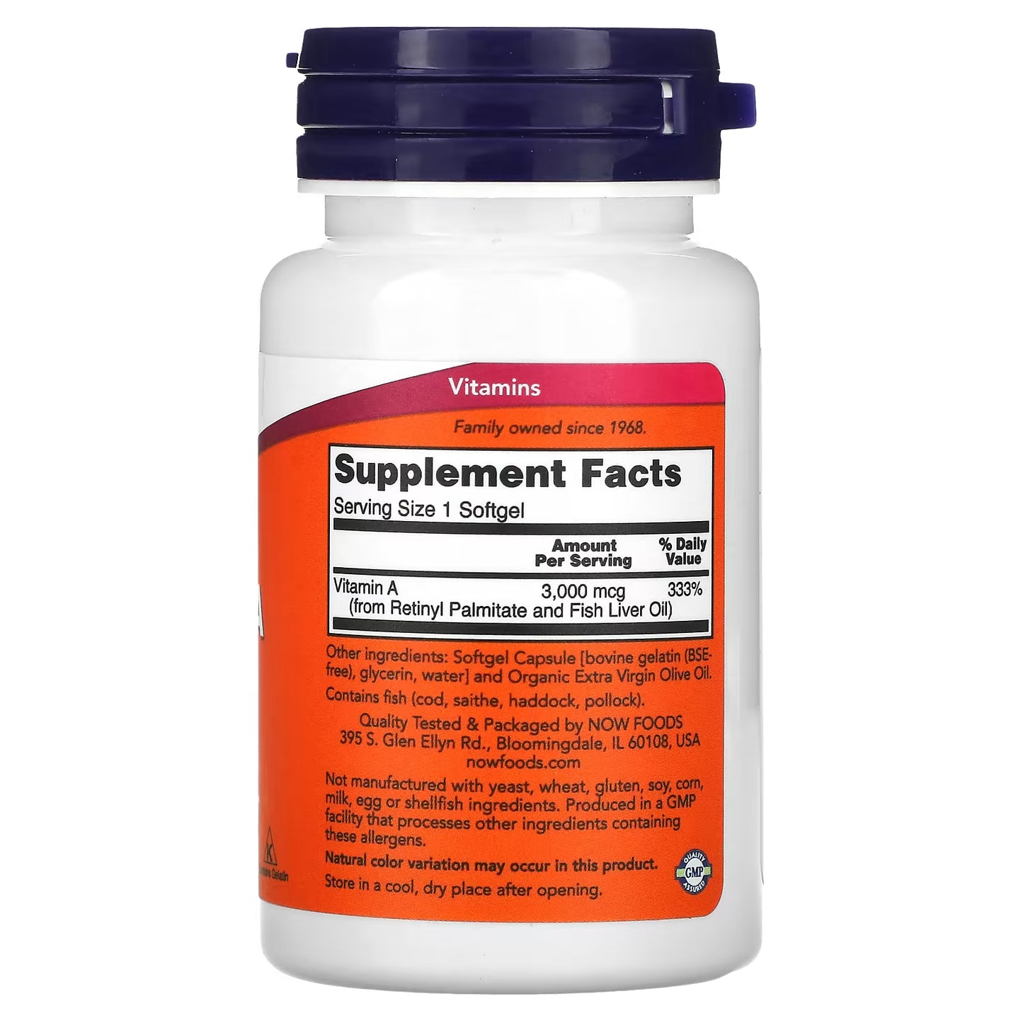 NOW Foods, Vitamin A, 3,000 mcg (10,000 IU), 100 Softgels