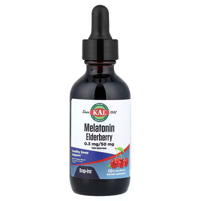 KAL, Melatonin Elderberry, Natural Cherry, 2 fl oz (59 ml)