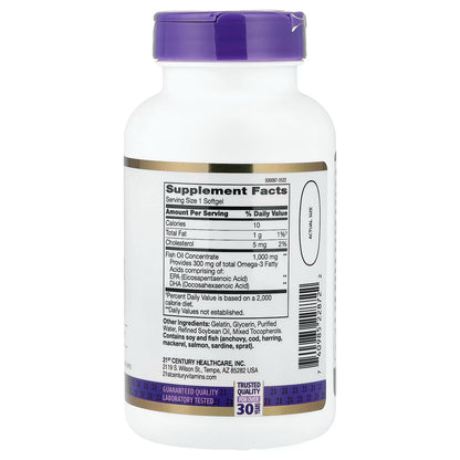 21st Century, Fish Oil, 1,000 mg, 120 Softgels