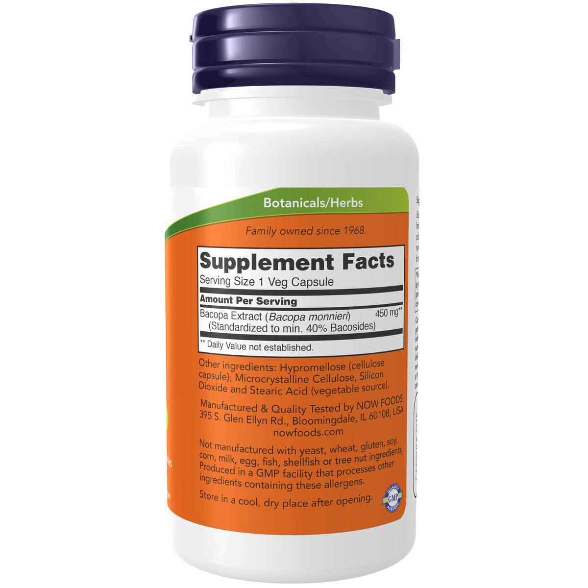 NOW Supplements, Bacopa Extract 450 mg, Brain Health*, 90 Veg Caps