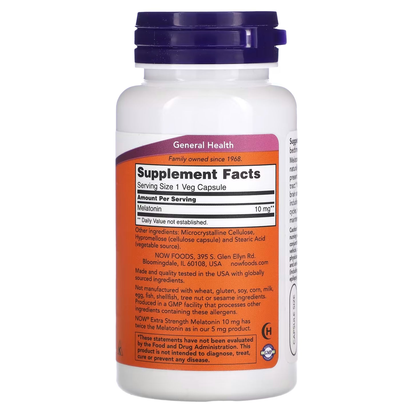 NOW Foods, Melatonin, 10 mg, 100 Veg Capsules