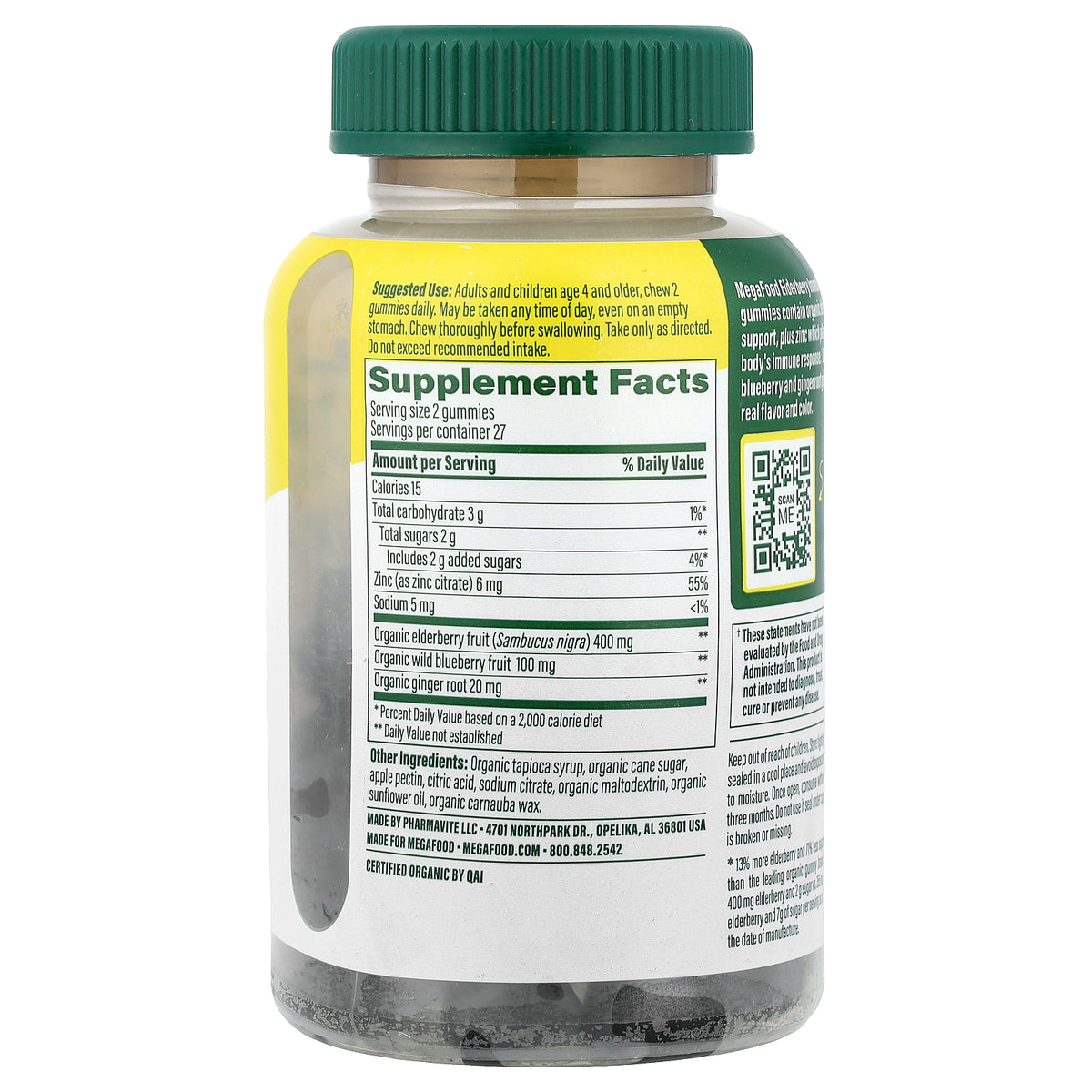 MegaFood, Elderberry Gummies, Berry, 54 Gummies