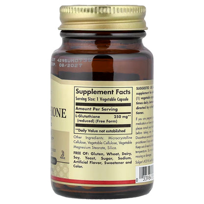 Solgar, Reduced L-Glutathione, 250 mg, 30 Vegetable Capsules