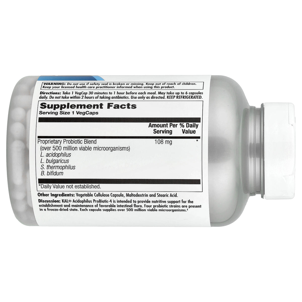 KAL, Acidophilus Probiotic-4, 250 VegCaps