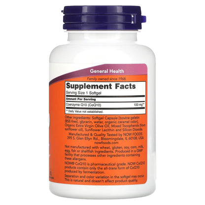 NOW Foods, CoQ10, 100 mg, 150 Softgels
