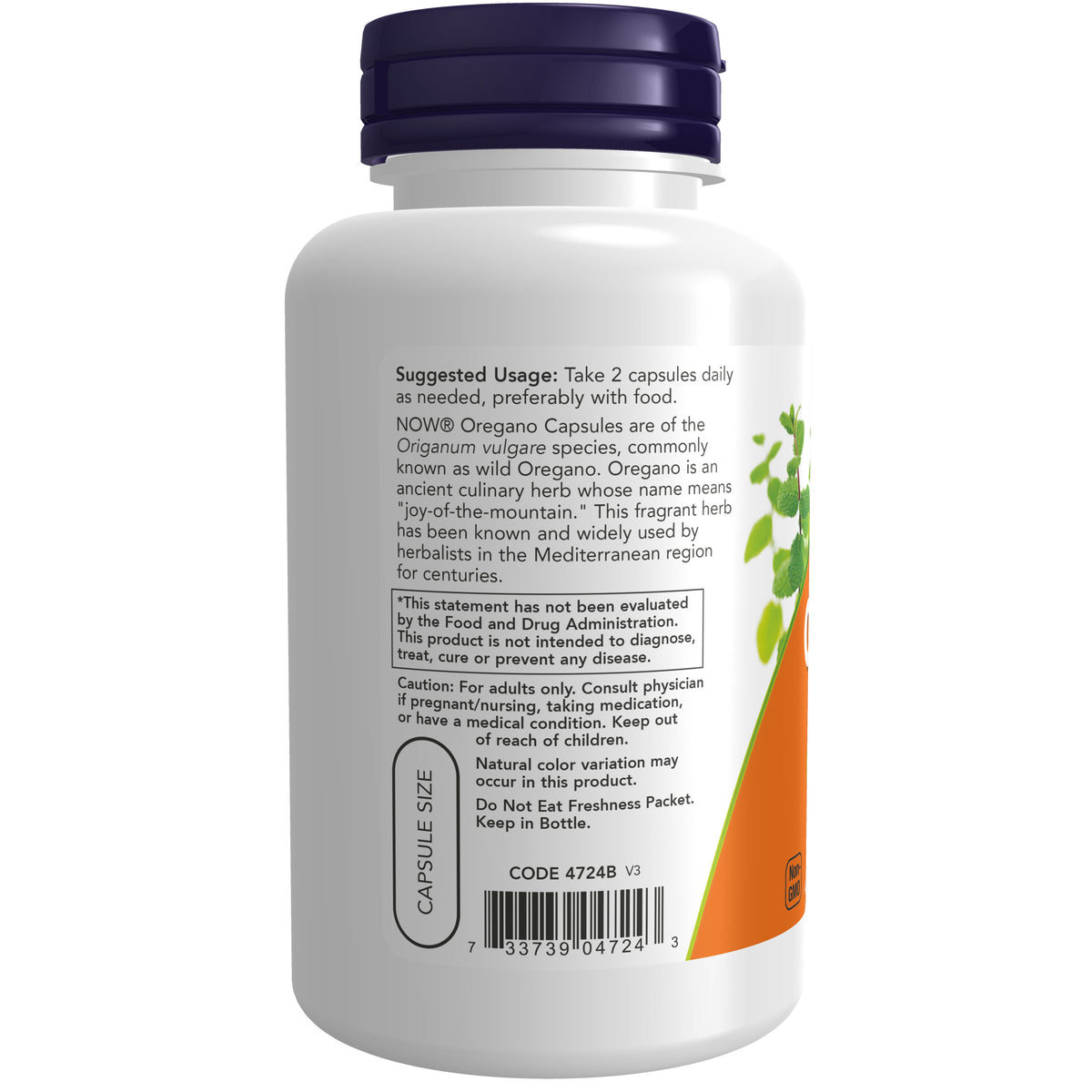 NOW Supplements, Oregano 450 mg, Free Radical Scavenger*, 100 Veg Caps
