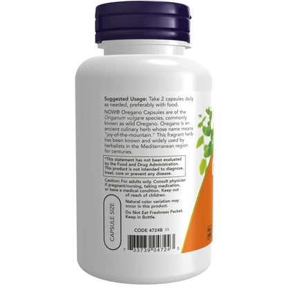 NOW Supplements, Oregano 450 mg, Free Radical Scavenger*, 100 Veg Caps