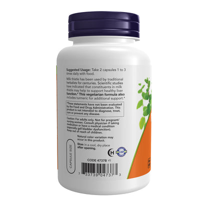 NOW Supplements, Silymarin Milk Thistle Extract 150 mg with Turmeric, Supports Liver Function*, 120 Veg Capsules