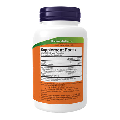 NOW Supplements, Silymarin Milk Thistle Extract 150 mg with Turmeric, Supports Liver Function*, 120 Veg Capsules