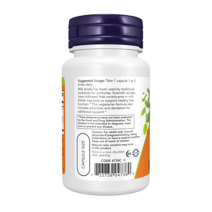 NOW Supplements, Double Strength Milk Thistle Extract 300 mg Silymarin (240 mg), Supports Liver Function*, 50 Veg Capsules