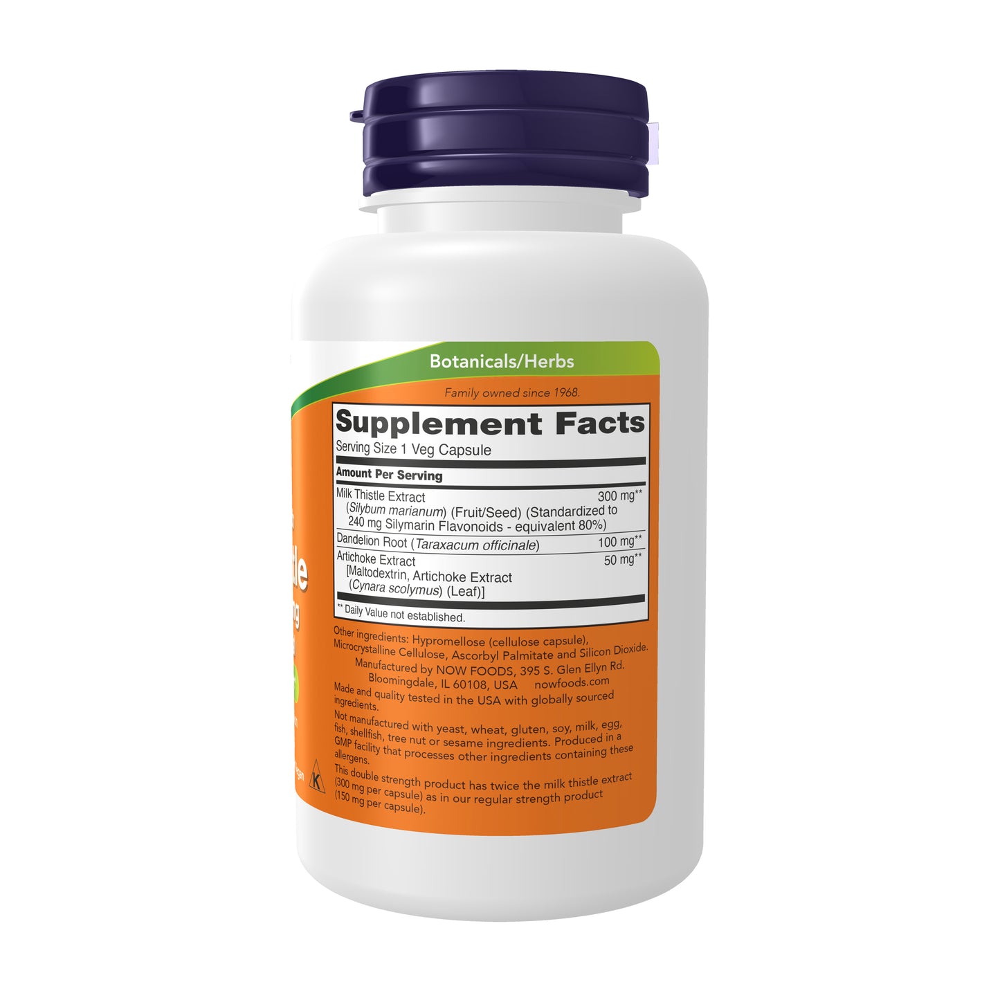 NOW Supplements, Milk Thistle Extract, Double Strength 300 mg, Silymarin (240 mg), Supports Liver Function*, With Artichoke and Dandelion, 100 Veg Capsules