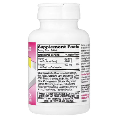 21st Century, 600+D3, Calcium & Vitamin D3 Supplement, 75 Tablets