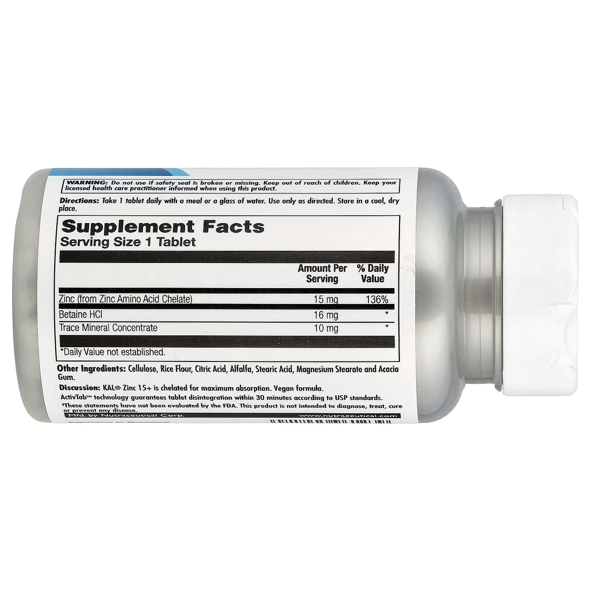 KAL, Zinc 15+ Chelated, 100 Tablets