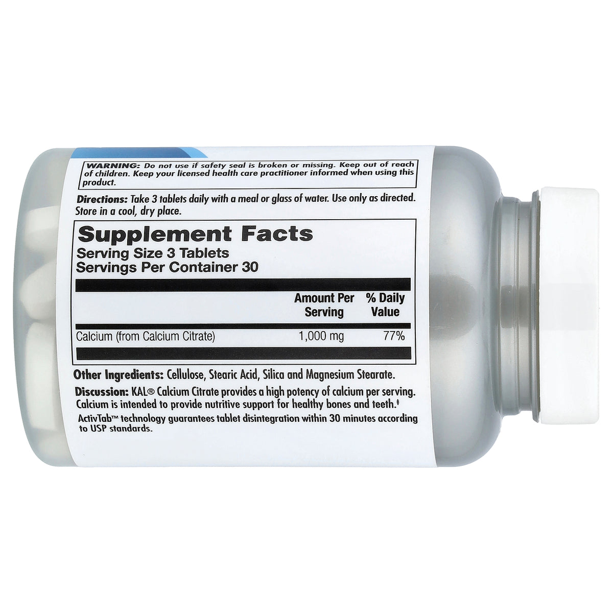 KAL, Calcium Citrate 1000, 90 Tablets (333 mg per Tablet)