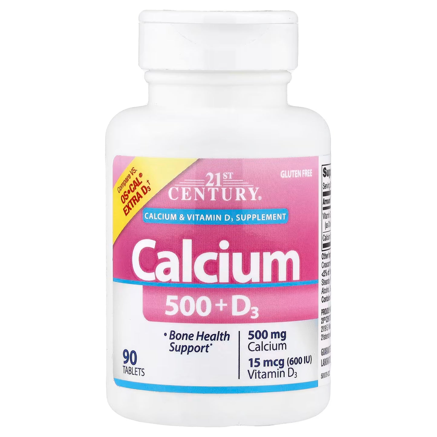 21st Century, Calcium 500 + D3, 90 Tablets