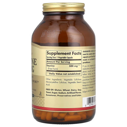 Solgar, Taurine, 500 mg, 250 Vegetable Capsules