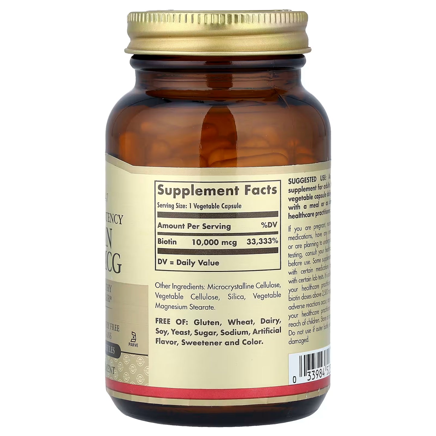 Solgar, Super High Potency Biotin, 10,000 mcg, 120 Vegetable Capsules