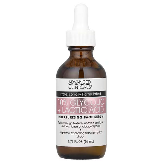 Advanced Clinicals, 10% Glycolic + Lactic Acid Serum, 1.75 fl oz (52 ml)