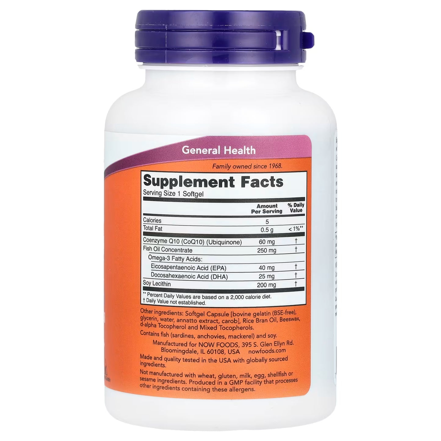NOW Foods, CoQ10 with Omega-3 Fish Oil, 60 mg, 120 Softgels