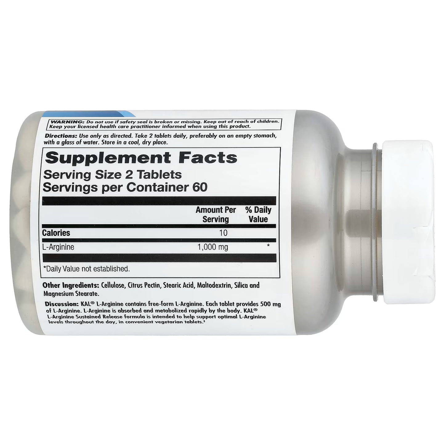 KAL, L-Arginine, 120 Tablets (500 mg per Tablet)