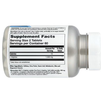 KAL, L-Arginine, 120 Tablets (500 mg per Tablet)