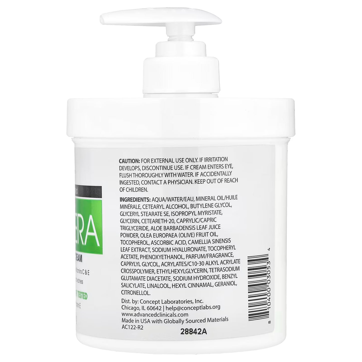 Advanced Clinicals, Aloe Vera, Soothe + Recover Cream, 16 oz (454 g)