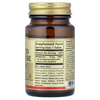 Solgar, Chelated Manganese, 100 Tablets (8 mg per Tablet)