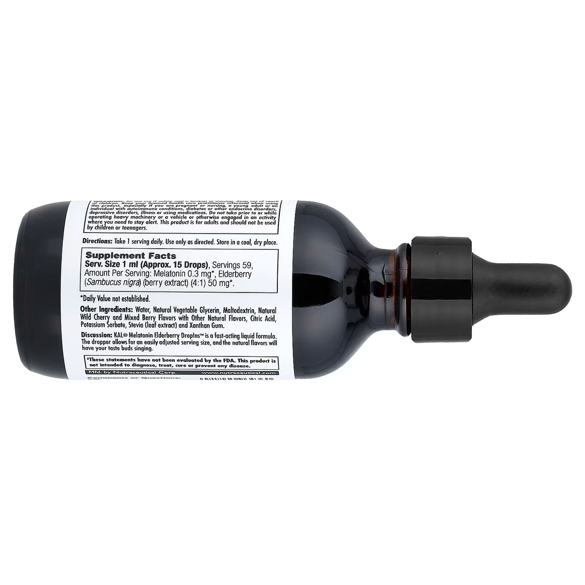 KAL, Melatonin Elderberry, Natural Cherry, 2 fl oz (59 ml)