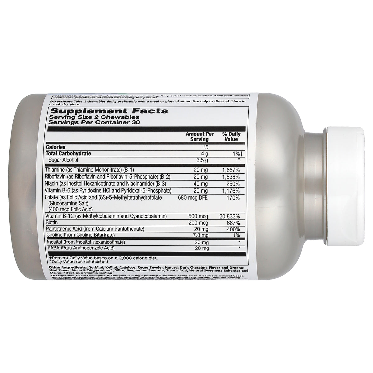 KAL, Coenzyme B-Complex, Cocoa Mint, 60 Chewables
