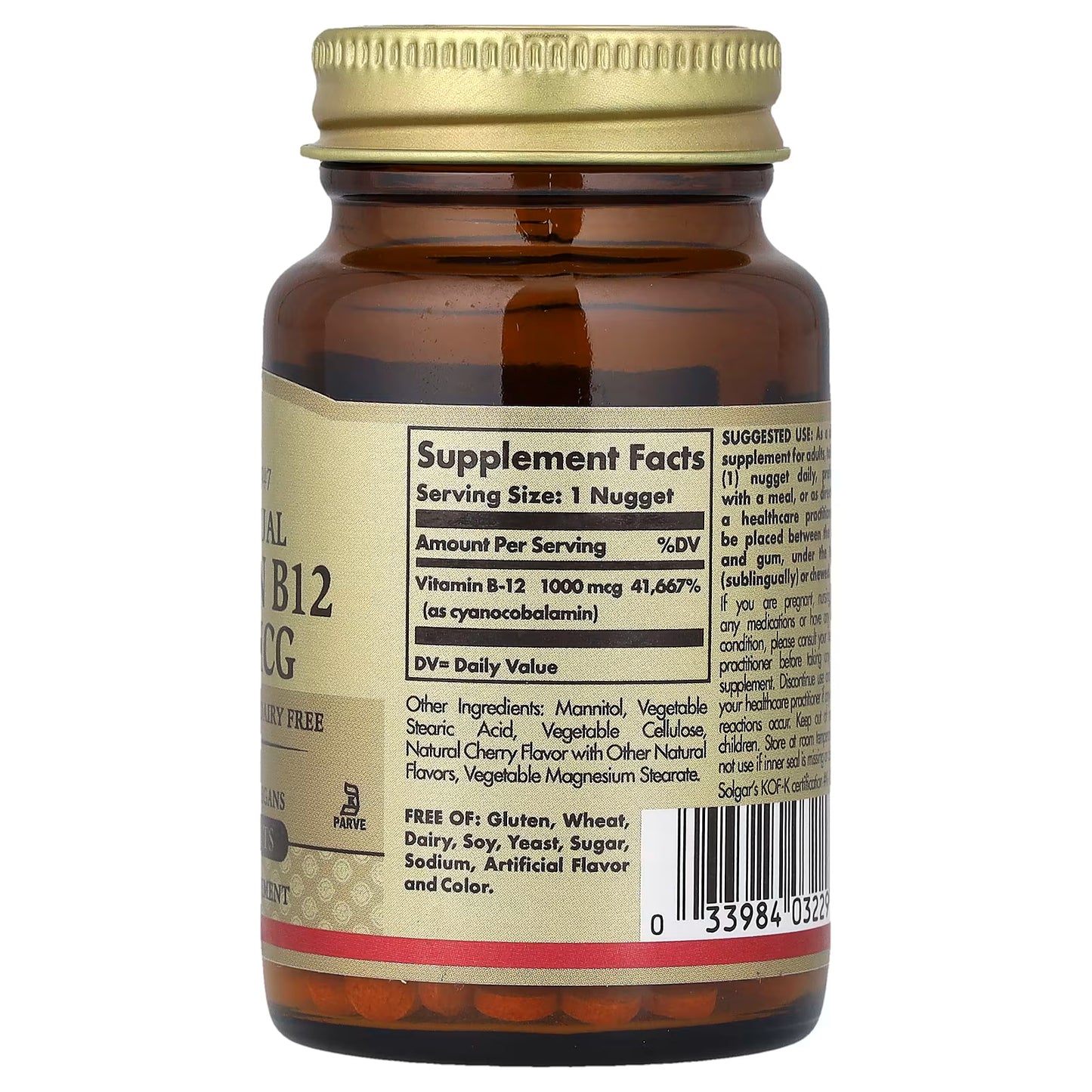 Solgar, Vitamin B 12, Sublingual , 1,000 mcg, 100 Nuggets