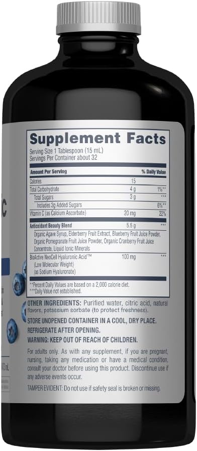 NeoCell, Liquid Hyaluronic Acid + Vitamin C, Delicious Blueberry, 16 fl oz (473 ml)