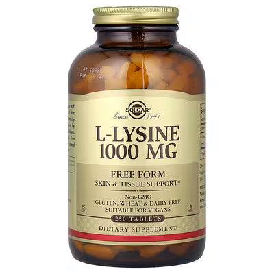 Solgar, L-Lysine, Free Form, 1,000 mg, 250 Tablets