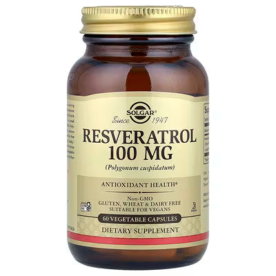 Solgar, Resveratrol, 100 mg, 60 Vegetable Capsules