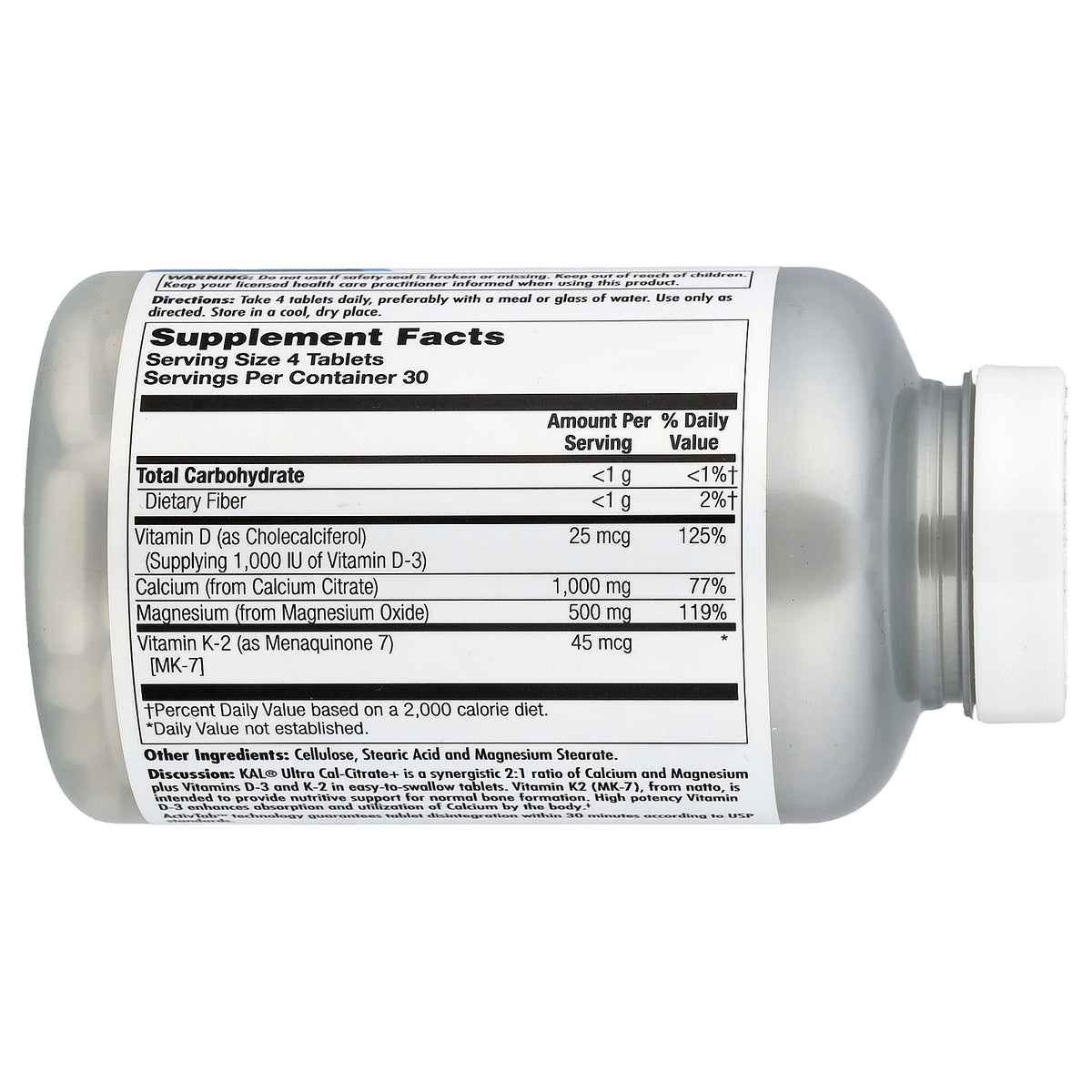 KAL, Ultra Cal-Citrate+, 120 Tablets