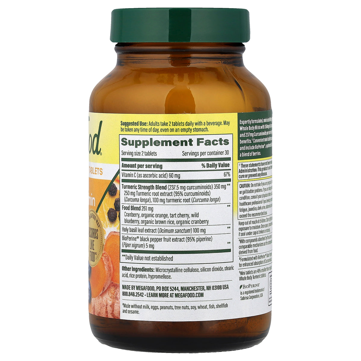 MegaFood, Turmeric Curcumin, Whole Body, 60 Mini Tablets