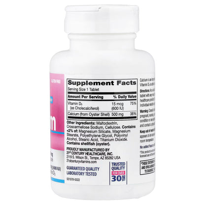 21st Century, Calcium 500 + D3, 90 Tablets