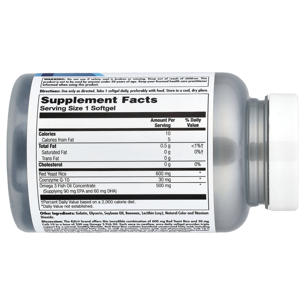 KAL, Red Yeast Rice, CoQ-10, Omega 3, 60 Softgels