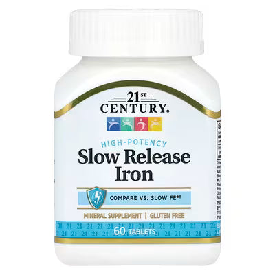 21st Century, Slow Release Iron, High Potency, 45 mg , 60 Tablets