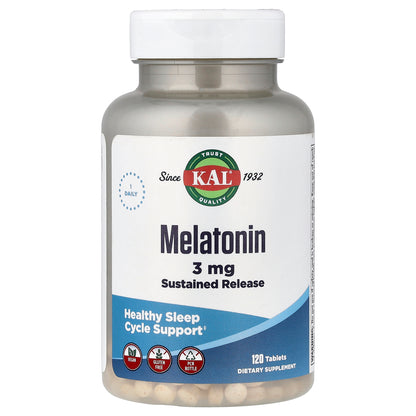 KAL, Melatonin, Sustained Release, 120 Tablets