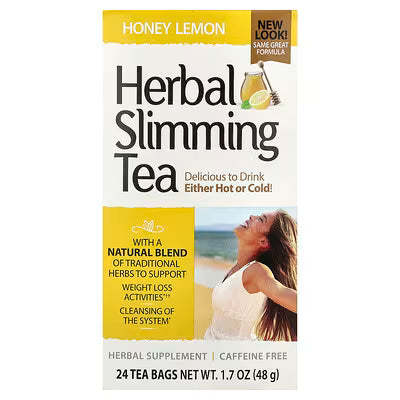 21st Century, Herbal Slimming Tea, Honey Lemon, Caffeine Free, 24 Tea Bags, 1.7 oz (48 g)