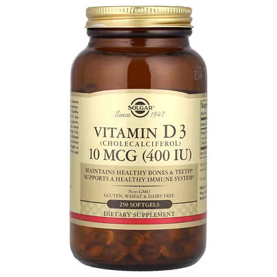 Solgar, Vitamin D3, 10 mcg (400 IU), 250 Softgels