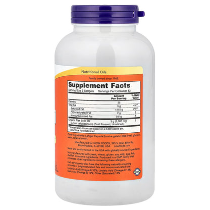 NOW Foods, Flax Oil with Essential Omega-3's, 250 Softgels